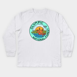 Olympic National Forest Washington Camping Canoe Kids Long Sleeve T-Shirt